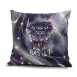 Bastet Egyptian Pillow Cover Cat Goddess Cosmic Protector Moon Magic Night Sky