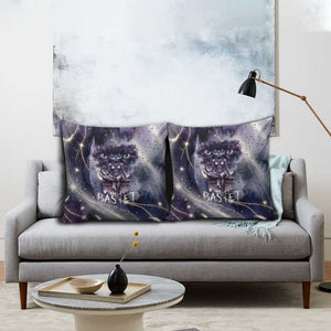 Bastet Egyptian Pillow Cover Cat Goddess Cosmic Protector Moon Magic Night Sky