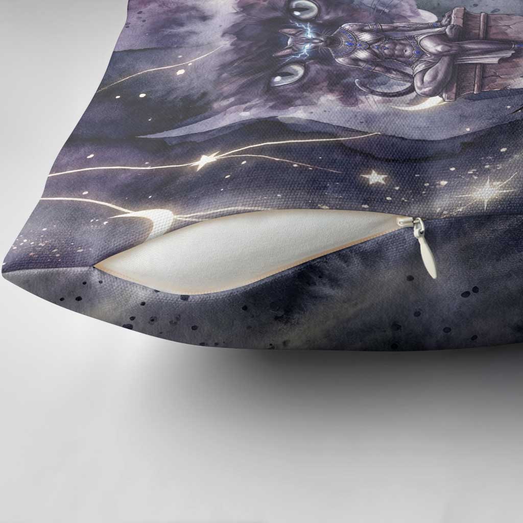 Bastet Egyptian Pillow Cover Cat Goddess Cosmic Protector Moon Magic Night Sky