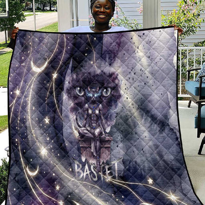 Bastet Egyptian Quilt Cat Goddess Cosmic Protector Moon Magic Night Sky
