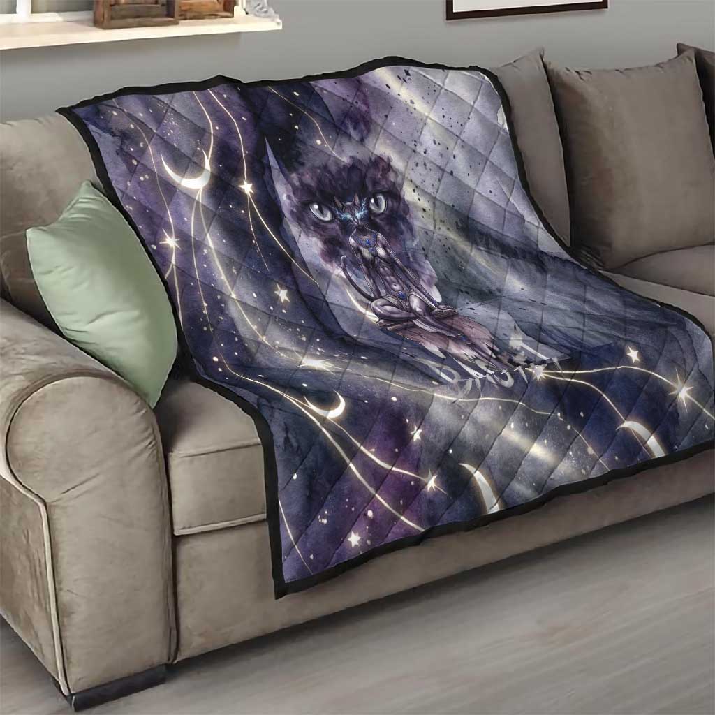 Bastet Egyptian Quilt Cat Goddess Cosmic Protector Moon Magic Night Sky
