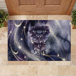 Bastet Egyptian Rubber Doormat Cat Goddess Cosmic Protector Moon Magic Night Sky