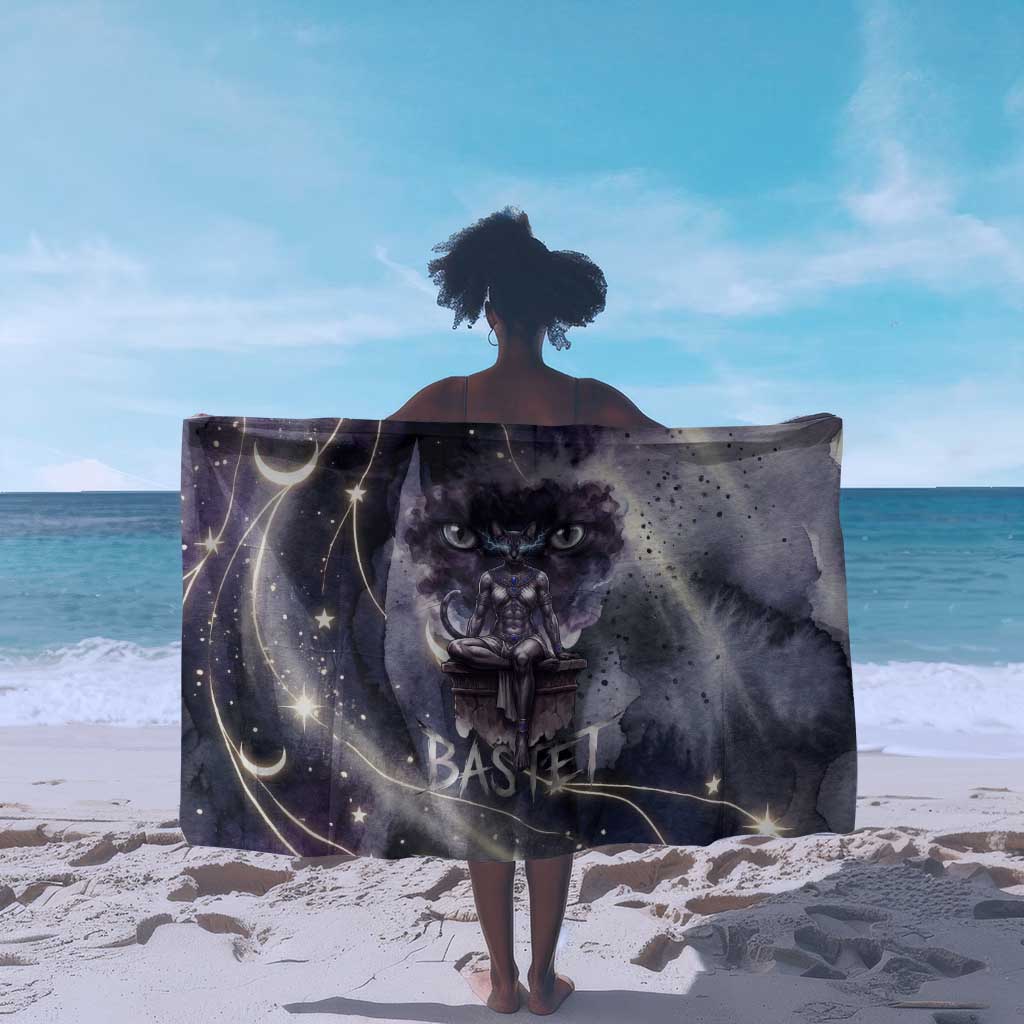 Bastet Egyptian Sarong Cat Goddess Cosmic Protector Moon Magic Night Sky