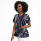 Bastet Egyptian Scrub Top Cat Goddess Cosmic Protector Moon Magic Night Sky