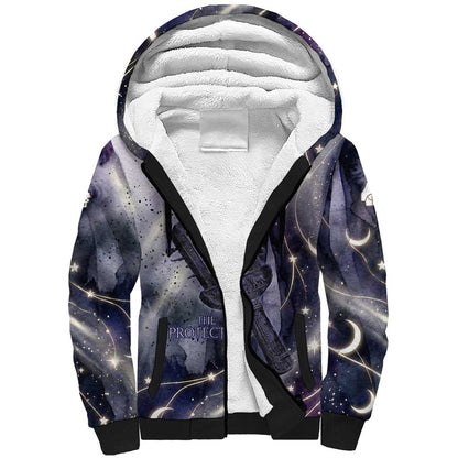 Bastet Egyptian Sherpa Hoodie Cat Goddess Cosmic Protector Moon Magic Night Sky