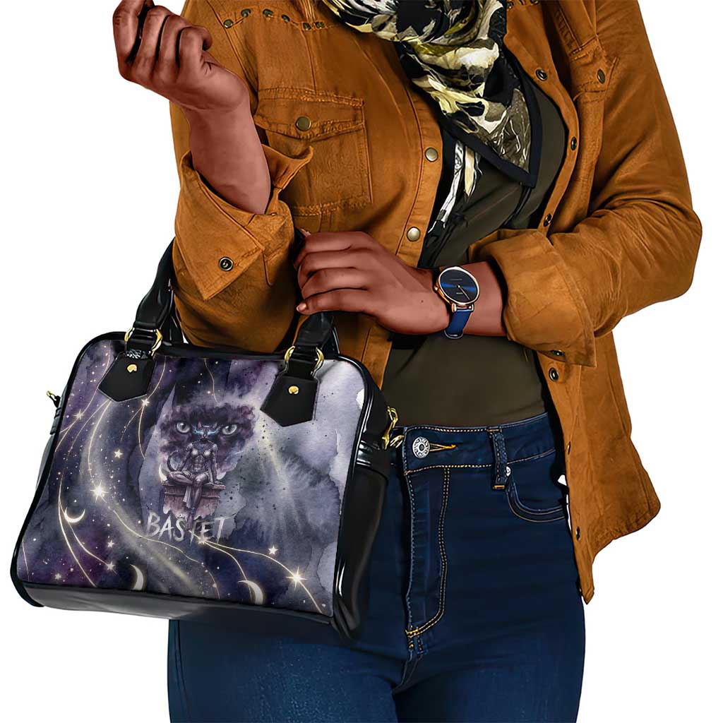 Bastet Egyptian Shoulder Handbag Cat Goddess Cosmic Protector Moon Magic Night Sky