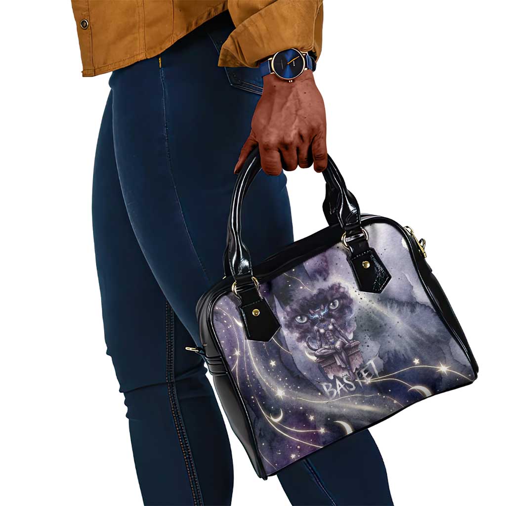Bastet Egyptian Shoulder Handbag Cat Goddess Cosmic Protector Moon Magic Night Sky