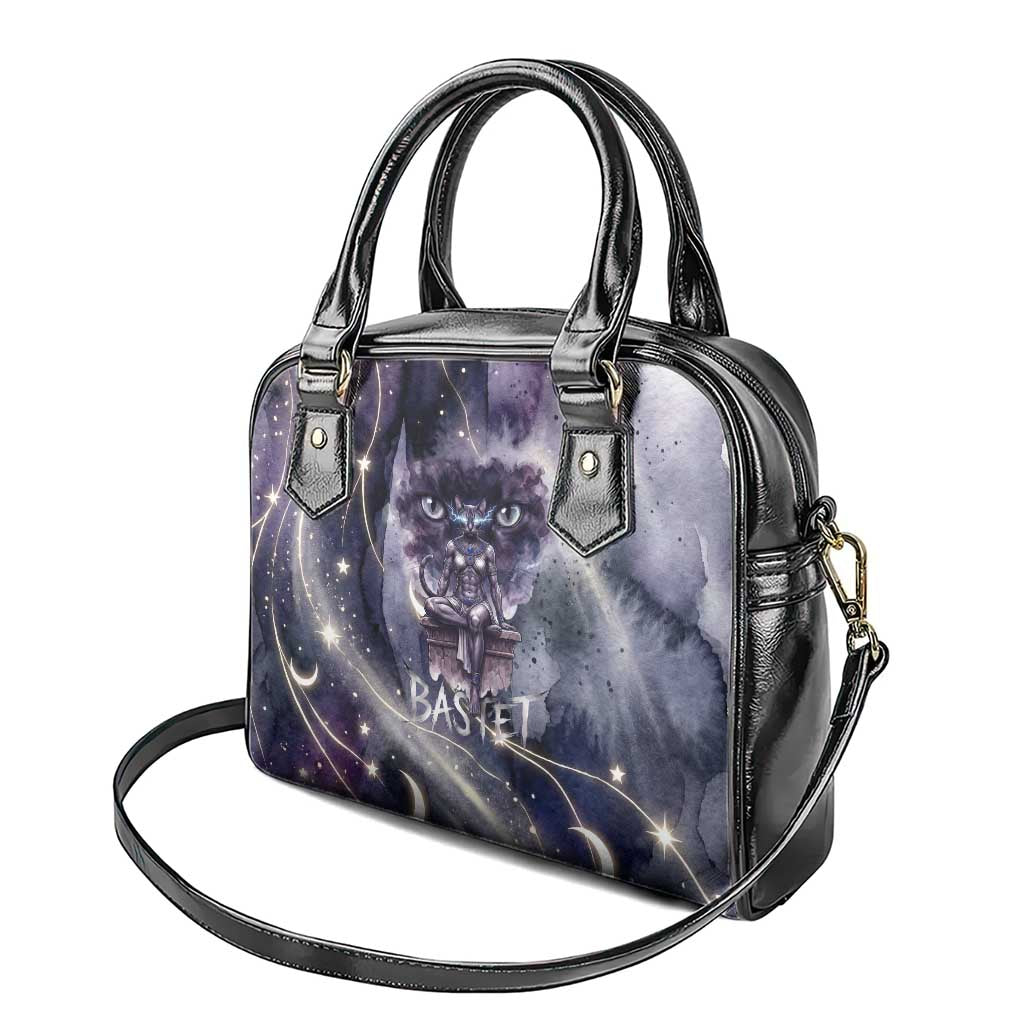 Bastet Egyptian Shoulder Handbag Cat Goddess Cosmic Protector Moon Magic Night Sky