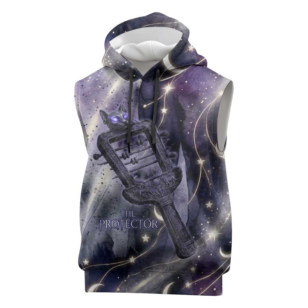 Bastet Egyptian Sleeveless Hoodie Cat Goddess Cosmic Protector Moon Magic Night Sky