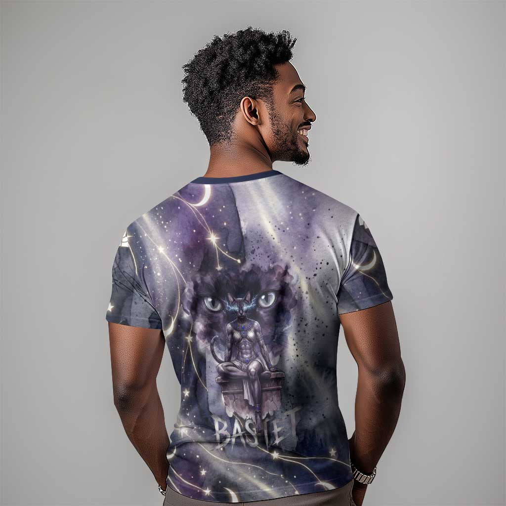 Bastet Egyptian T shirt Cat Goddess Cosmic Protector Moon Magic Night Sky