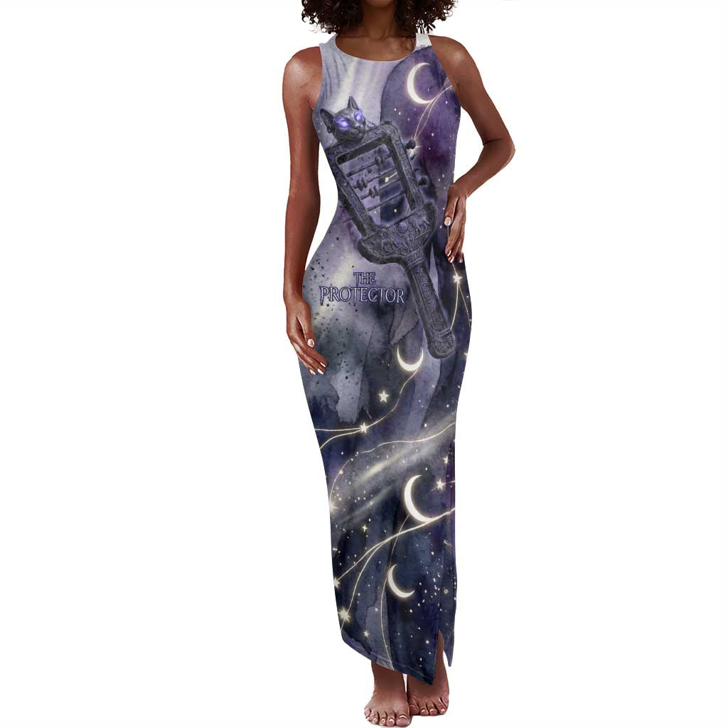 Bastet Egyptian Tank Maxi Dress Cat Goddess Cosmic Protector Moon Magic Night Sky