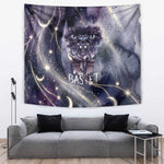 Bastet Egyptian Tapestry Cat Goddess Cosmic Protector Moon Magic Night Sky