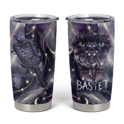 Bastet Egyptian Tumbler Cup Cat Goddess Cosmic Protector Moon Magic Night Sky