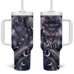 Bastet Egyptian Tumbler With Handle Cat Goddess Cosmic Protector Moon Magic Night Sky