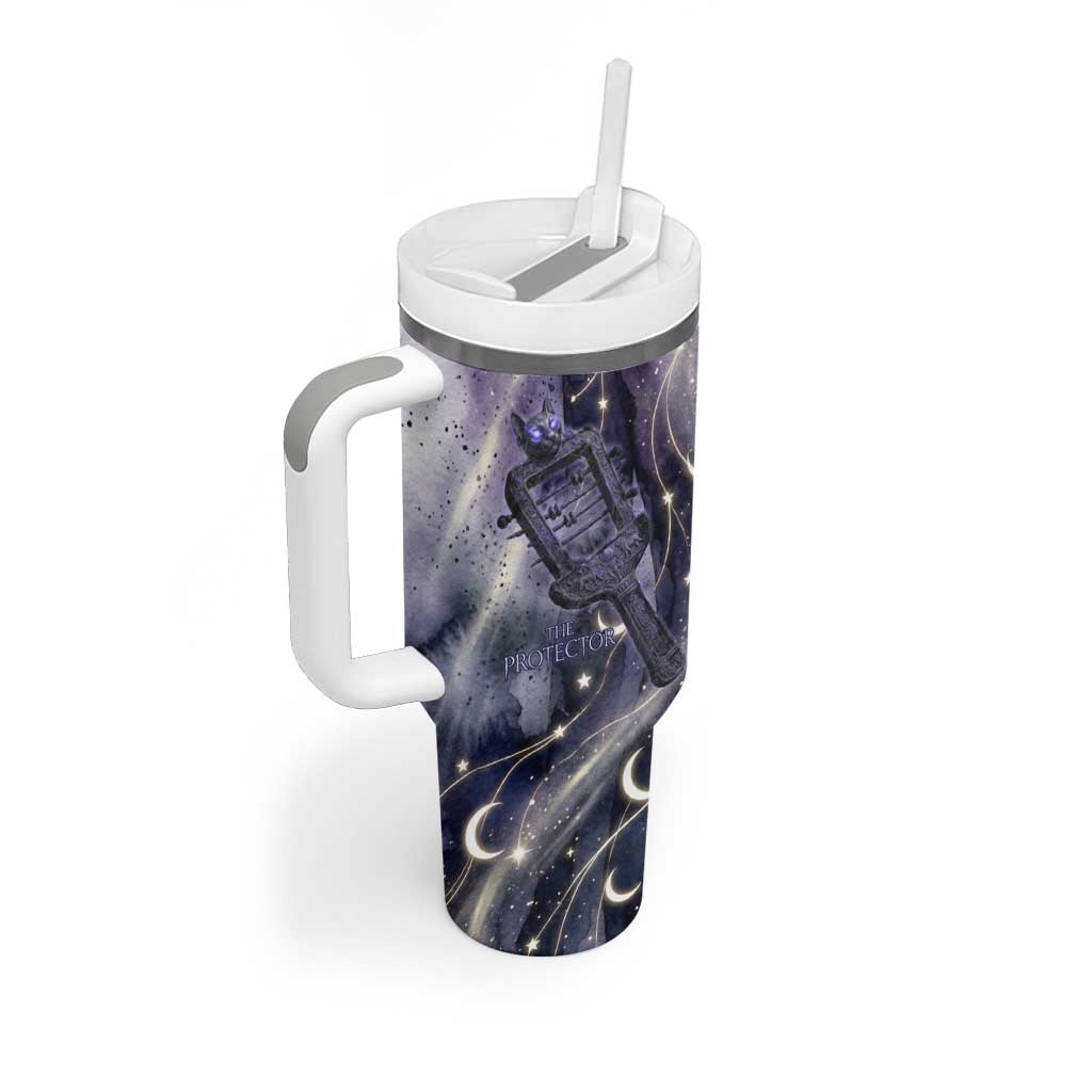 Bastet Egyptian Tumbler With Handle Cat Goddess Cosmic Protector Moon Magic Night Sky