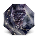 Bastet Egyptian Umbrella Cat Goddess Cosmic Protector Moon Magic Night Sky