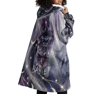 Bastet Egyptian Wearable Blanket Hoodie Cat Goddess Cosmic Protector Moon Magic Night Sky