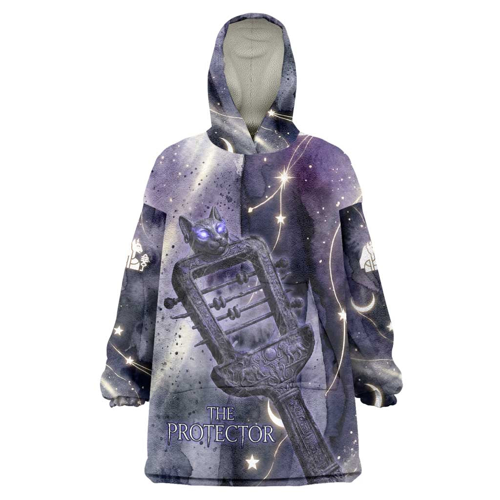 Bastet Egyptian Wearable Blanket Hoodie Cat Goddess Cosmic Protector Moon Magic Night Sky