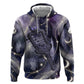 Bastet Egyptian Zip Hoodie Cat Goddess Cosmic Protector Moon Magic Night Sky