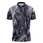 Bastet Egyptian Zipper Polo Shirt Cat Goddess Cosmic Protector Moon Magic Night Sky