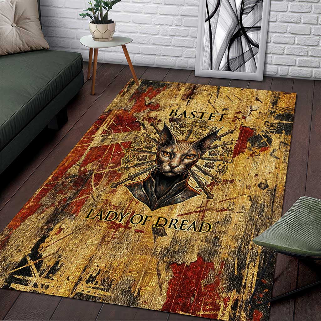 Bastet Egyptian Area Rug Eye of Ra Cat Goddess Lady of Dread Ancient Power