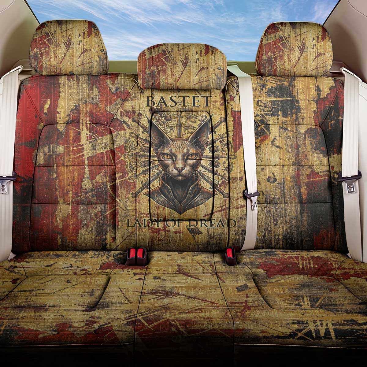 Bastet Egyptian Back Car Seat Cover Eye of Ra Cat Goddess Lady of Dread Ancient Power