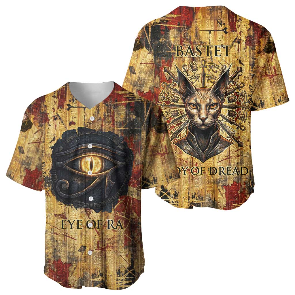 Bastet Egyptian Baseball Jersey Eye of Ra Cat Goddess Lady of Dread Ancient Power