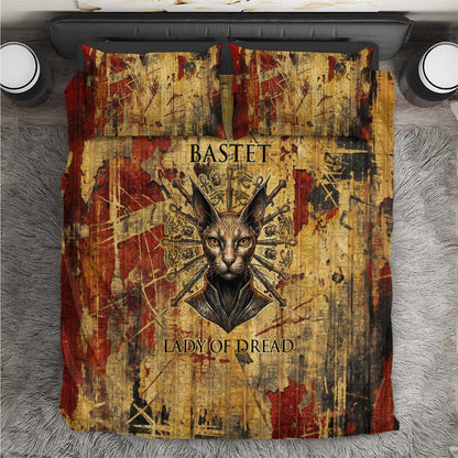 Bastet Egyptian Bedding Set Eye of Ra Cat Goddess Lady of Dread Ancient Power