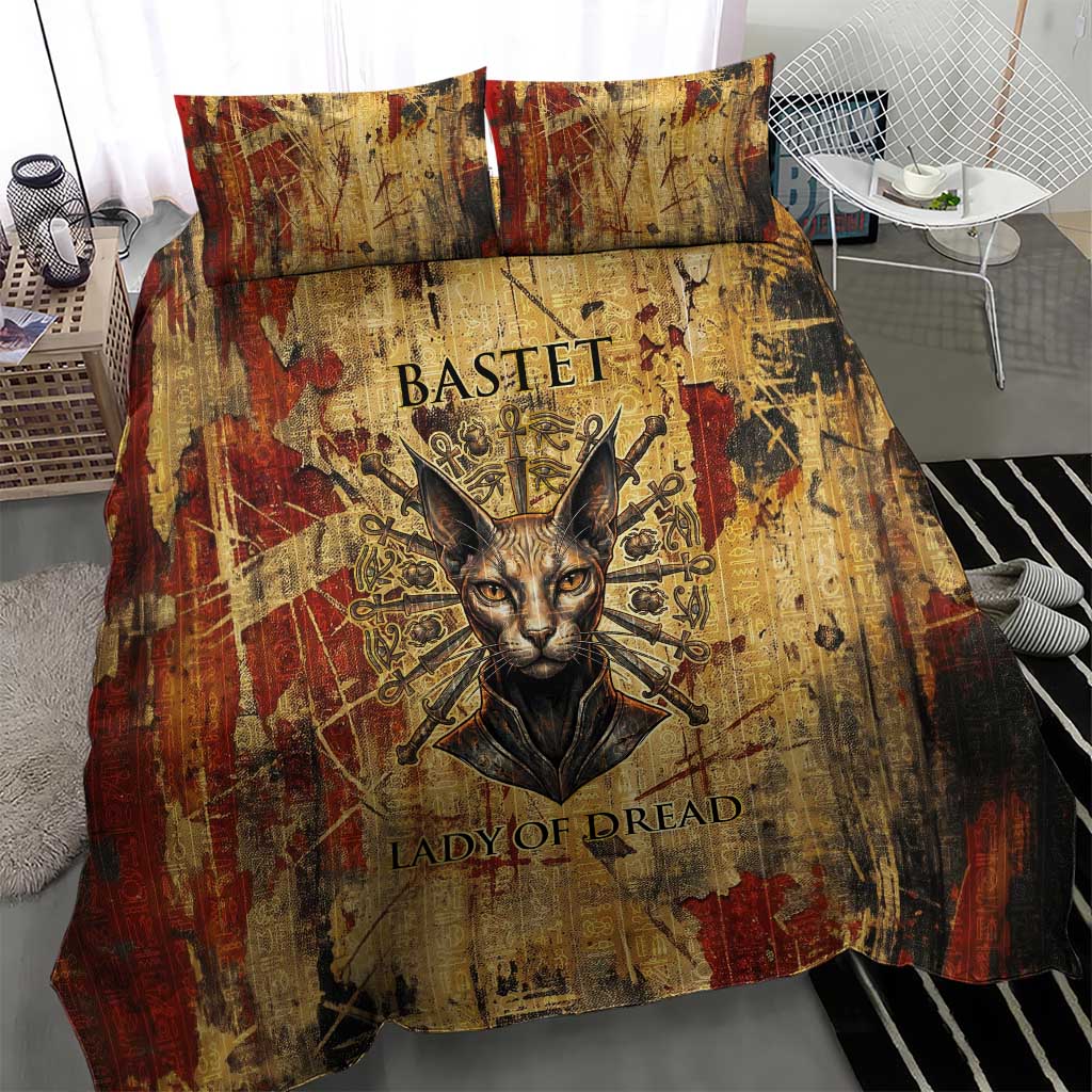 Bastet Egyptian Bedding Set Eye of Ra Cat Goddess Lady of Dread Ancient Power