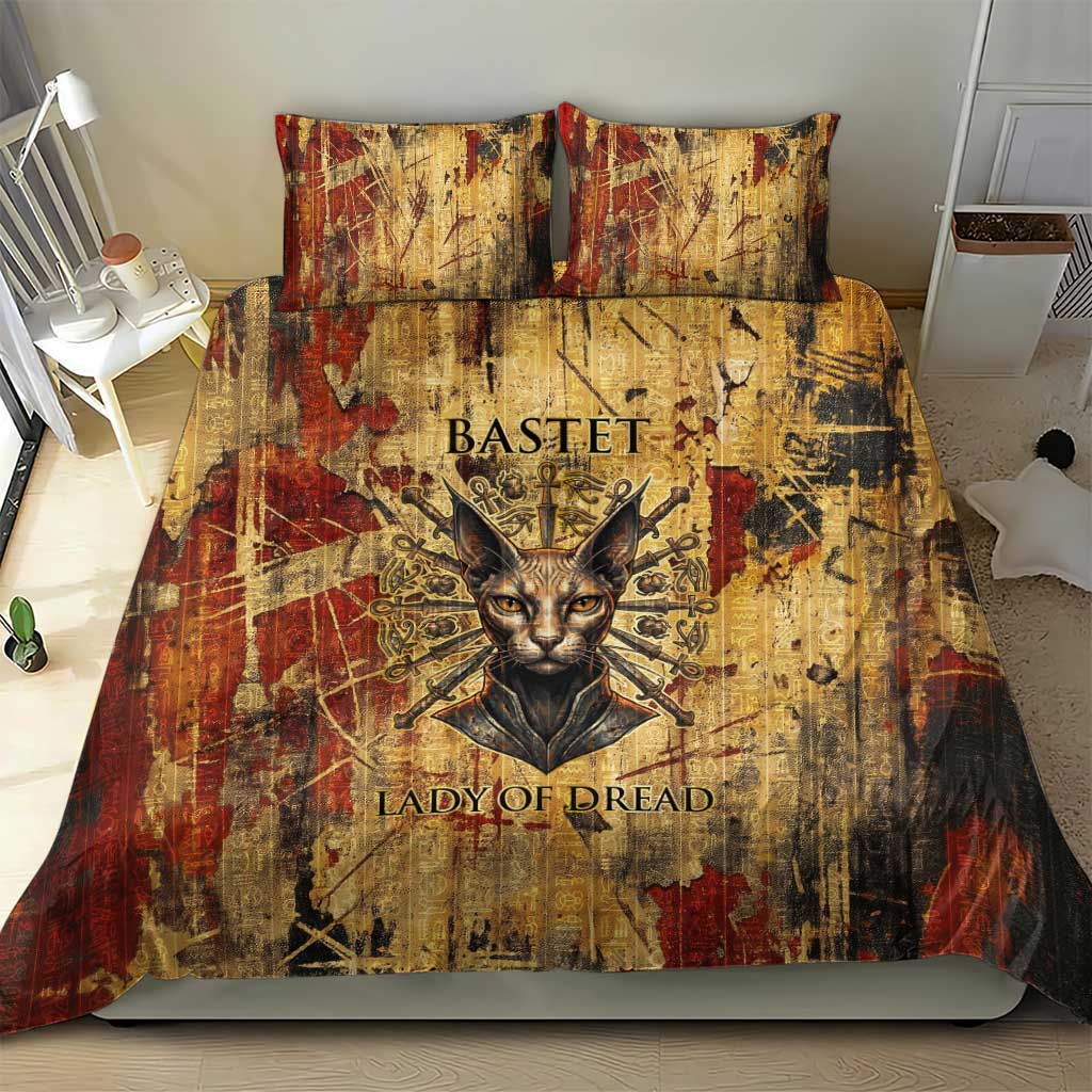 Bastet Egyptian Bedding Set Eye of Ra Cat Goddess Lady of Dread Ancient Power