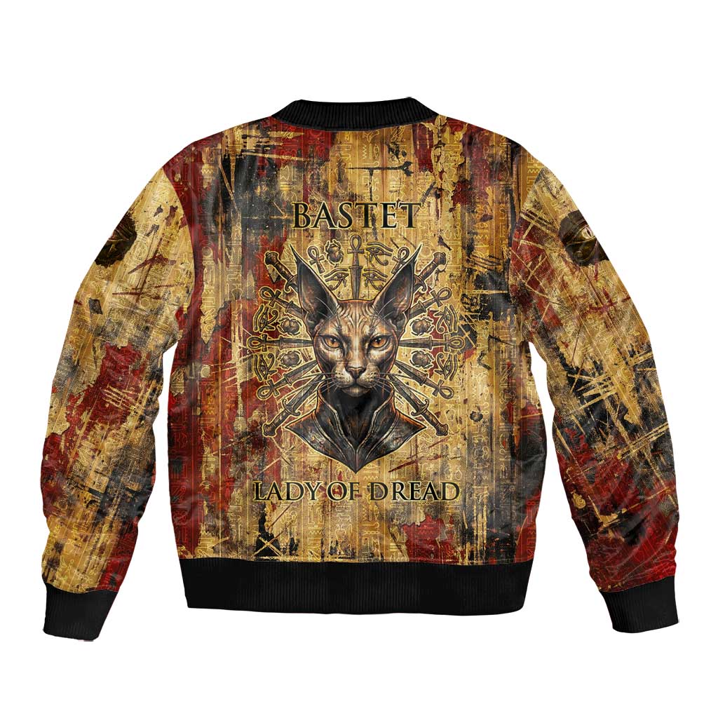 Bastet Egyptian Bomber Jacket Eye of Ra Cat Goddess Lady of Dread Ancient Power