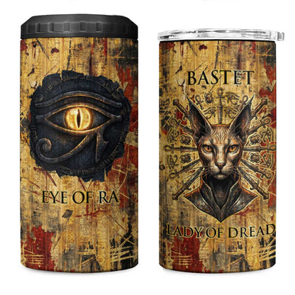 Bastet Egyptian 4 in 1 Can Cooler Tumbler Eye of Ra Cat Goddess Lady of Dread Ancient Power