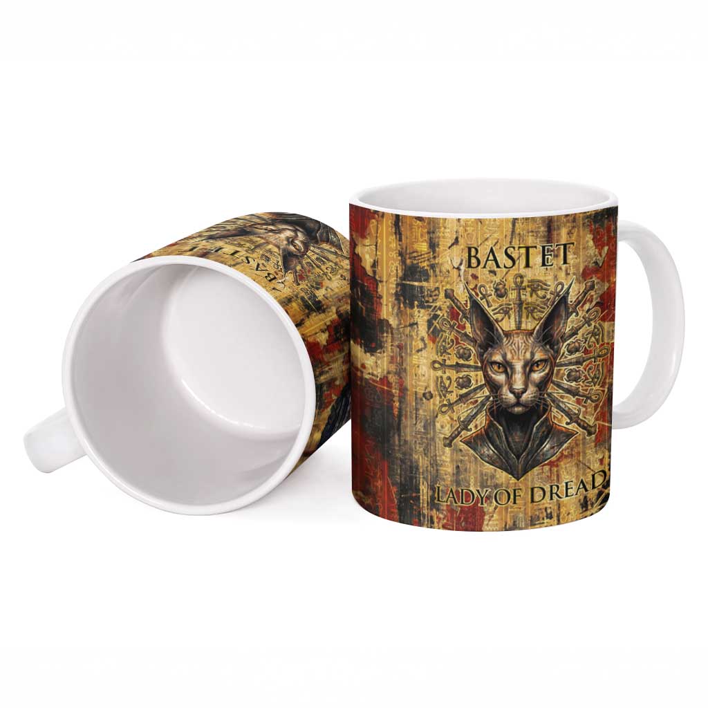 Bastet Egyptian Ceramic Mug Eye of Ra Cat Goddess Lady of Dread Ancient Power