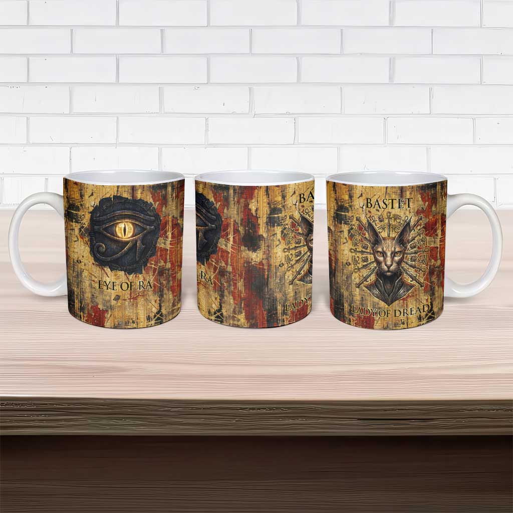 Bastet Egyptian Ceramic Mug Eye of Ra Cat Goddess Lady of Dread Ancient Power