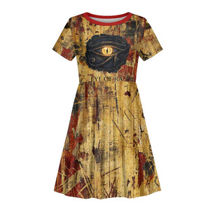 Bastet Egyptian Kid Short Sleeve Dress Eye of Ra Cat Goddess Lady of Dread Ancient Power