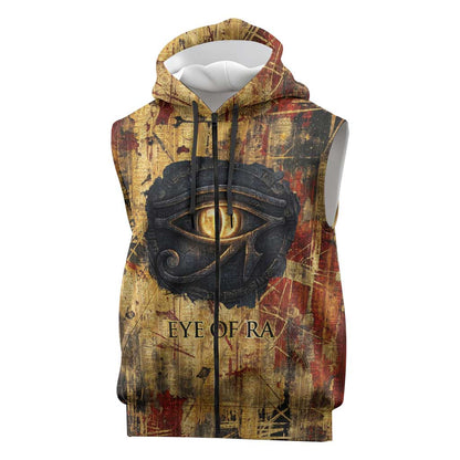 Bastet Egyptian Sleeveless Zip Hoodie Eye of Ra Cat Goddess Lady of Dread Ancient Power