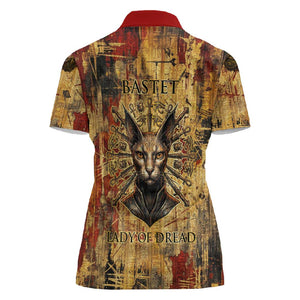 Bastet Egyptian Women Polo Shirt Eye of Ra Cat Goddess Lady of Dread Ancient Power