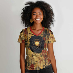 Bastet Egyptian Women V-Neck T-Shirt Eye of Ra Cat Goddess Lady of Dread Ancient Power