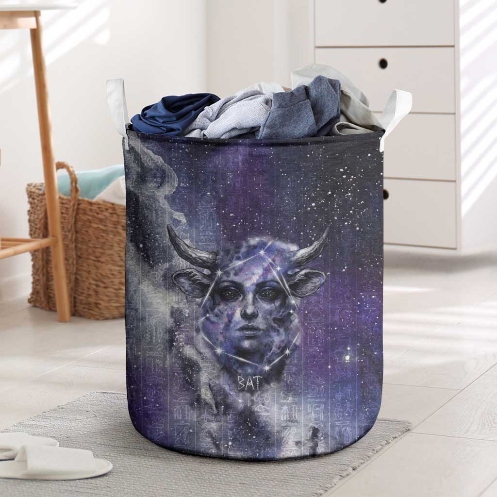 Bat Egyptian Laundry Basket Cow Goddess Celestial Face Horn Ring Gem Cosmic Starry Sky