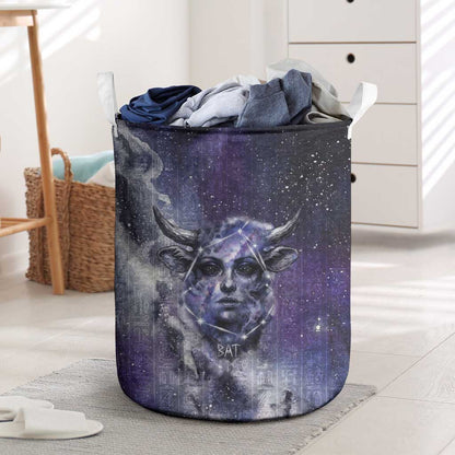 Bat Egyptian Laundry Basket Cow Goddess Celestial Face Horn Ring Gem Cosmic Starry Sky