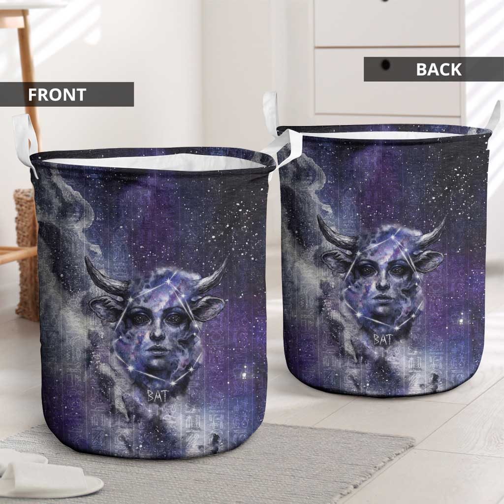 Bat Egyptian Laundry Basket Cow Goddess Celestial Face Horn Ring Gem Cosmic Starry Sky