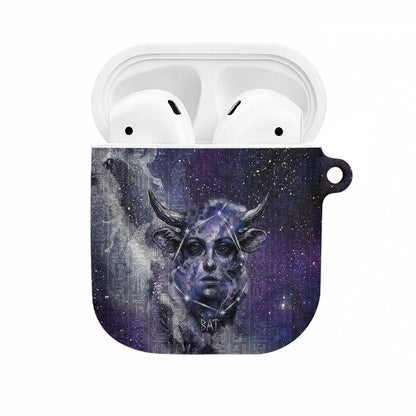 Bat Egyptian AirPods Case Cow Goddess Celestial Face Horn Ring Gem Cosmic Starry Sky