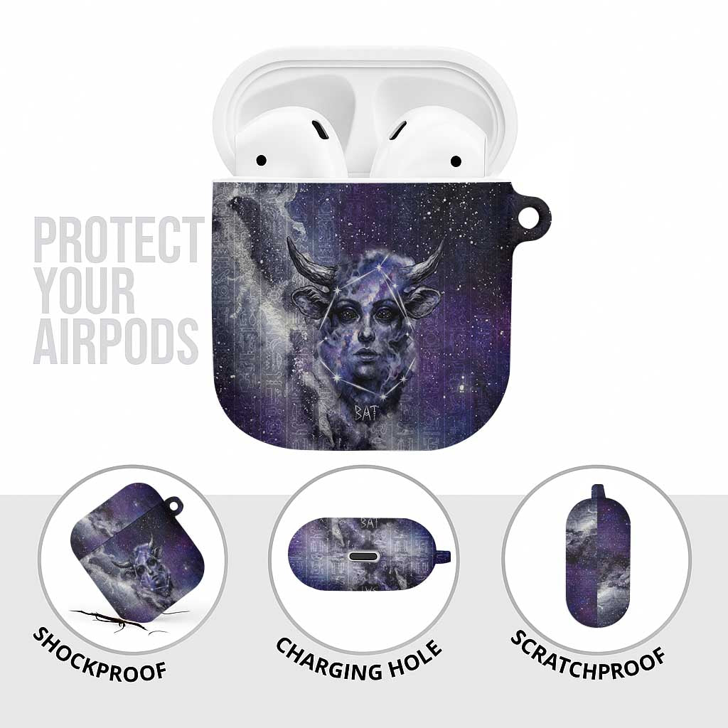 Bat Egyptian AirPods Case Cow Goddess Celestial Face Horn Ring Gem Cosmic Starry Sky