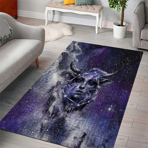 Bat Egyptian Area Rug Cow Goddess Celestial Face Horn Ring Gem Cosmic Starry Sky