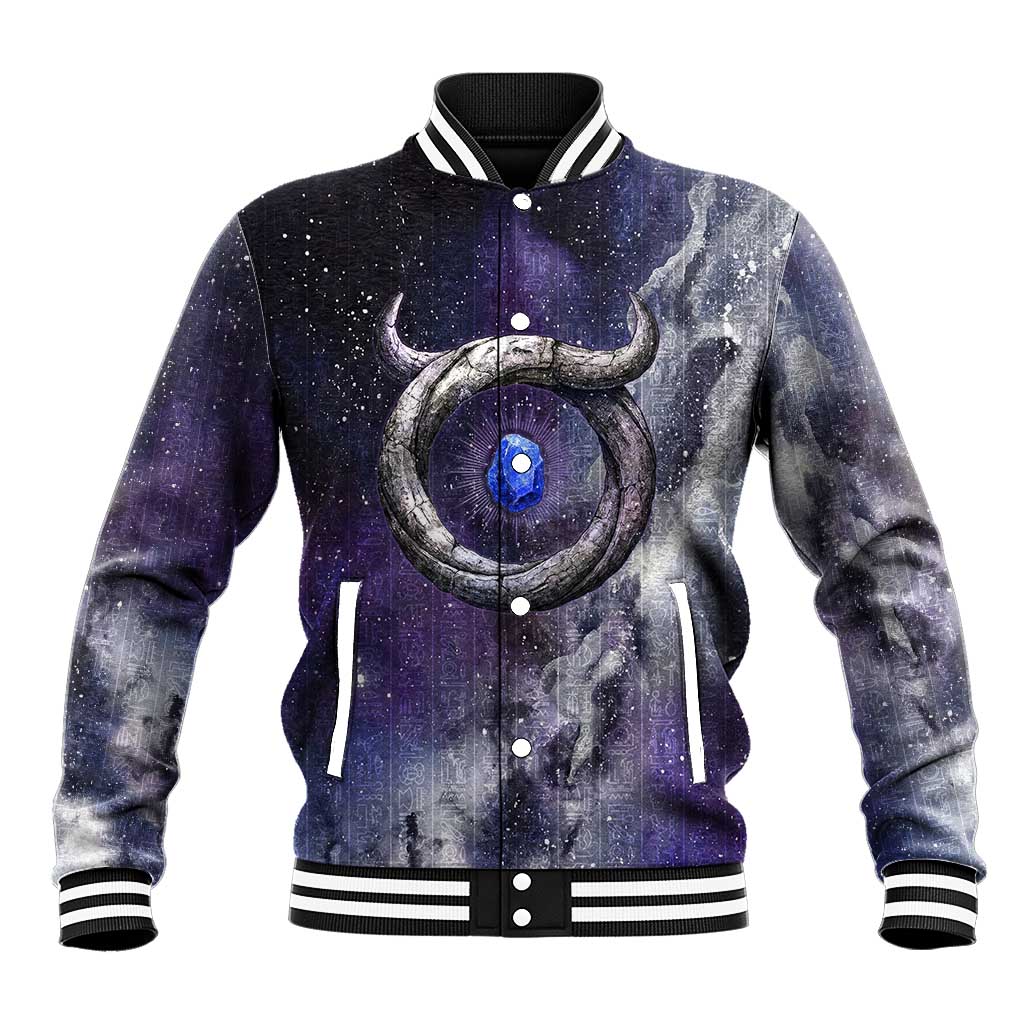 Bat Egyptian Baseball Jacket Cow Goddess Celestial Face Horn Ring Gem Cosmic Starry Sky