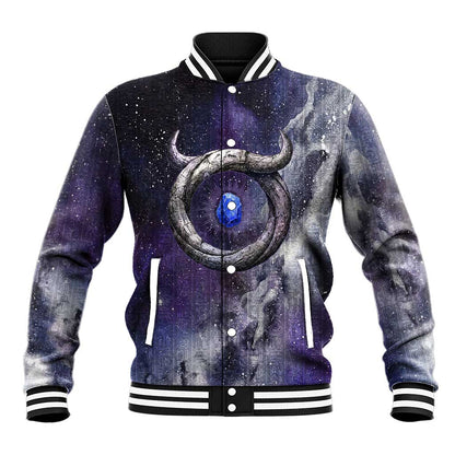 Bat Egyptian Baseball Jacket Cow Goddess Celestial Face Horn Ring Gem Cosmic Starry Sky