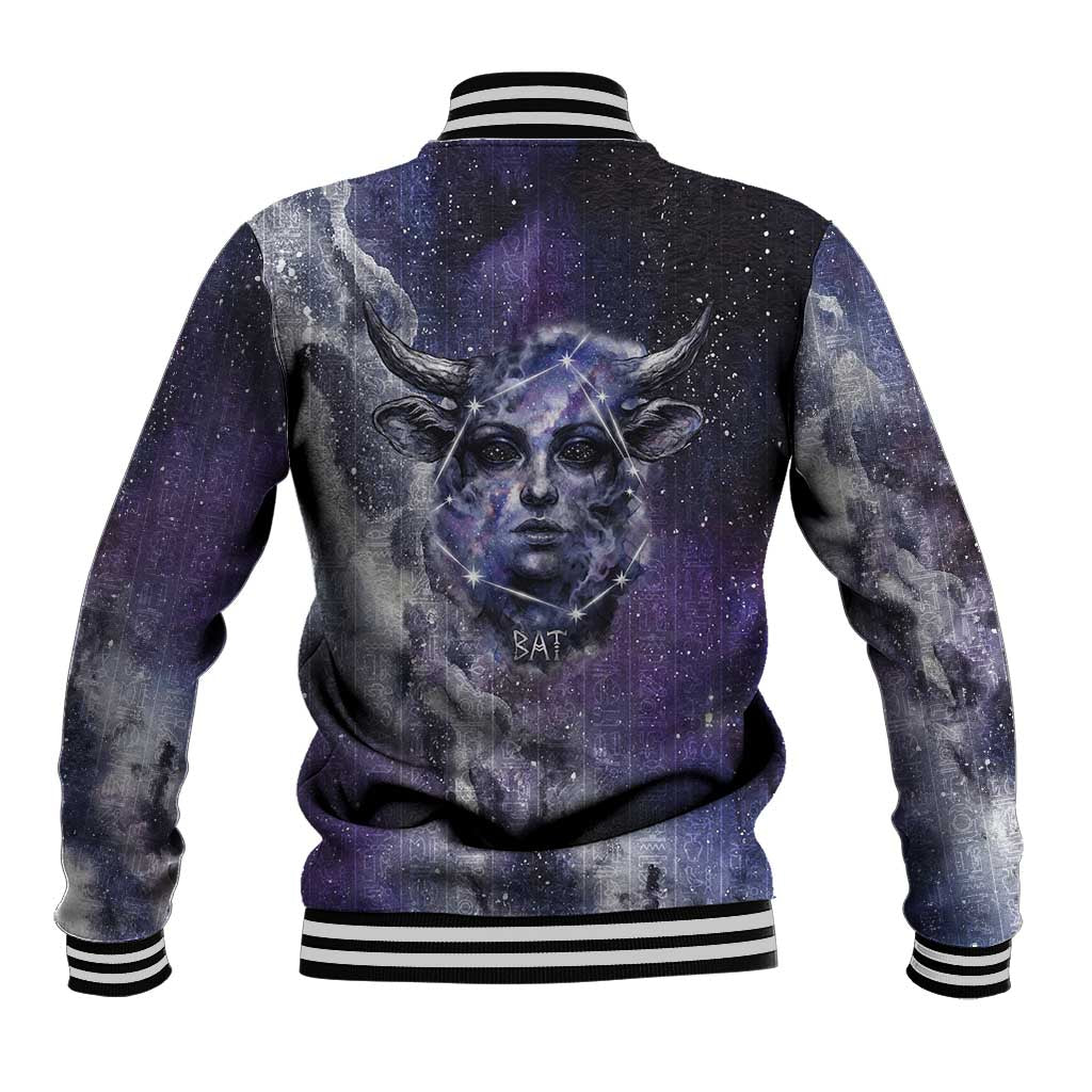 Bat Egyptian Baseball Jacket Cow Goddess Celestial Face Horn Ring Gem Cosmic Starry Sky