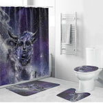 Bat Egyptian Bathroom Set Cow Goddess Celestial Face Horn Ring Gem Cosmic Starry Sky