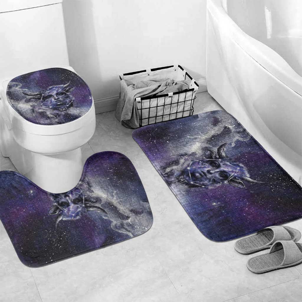 Bat Egyptian Bathroom Set Cow Goddess Celestial Face Horn Ring Gem Cosmic Starry Sky