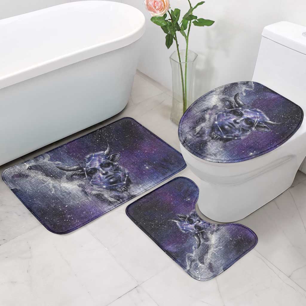 Bat Egyptian Bathroom Set Cow Goddess Celestial Face Horn Ring Gem Cosmic Starry Sky